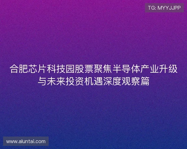 合肥芯片科技园股票聚焦半导体产业升级与未来投资机遇深度观察篇 合肥芯片科技园股票聚焦半导体产业升级与未来投资机遇深度观察篇